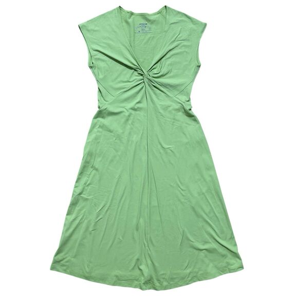Patagonia Banda Dress Medium Green Twist Front Midi Sleeveless Stretch Gorpcore - Picture 1 of 7